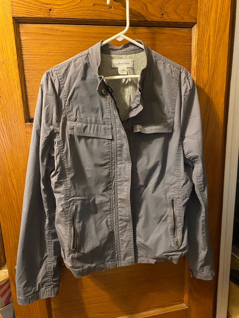 Vintage Calvin Klein Light Gray Tactical-Style Shirt Jacket